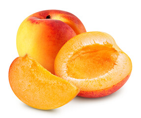 Apricot and slice isolated on white background