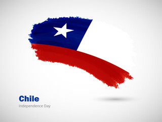 Happy independence day of Chile with artistic watercolor country flag background. Grunge brush flag illustration