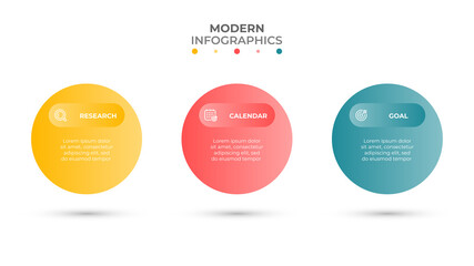 Vector infographic label design template. Business concept with 3 options, steps or circles element.