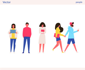 People with vector illustration. Flat style, colorful.