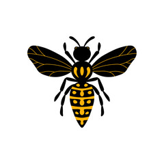 Cartoon bee mascot. A small bees flies. Wasp collection. Vector characters. Incest icon. Template design for invitation, cards. Doodle style