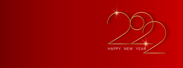 Happy new year 2022 Elegant golden text. Minimalistic vector