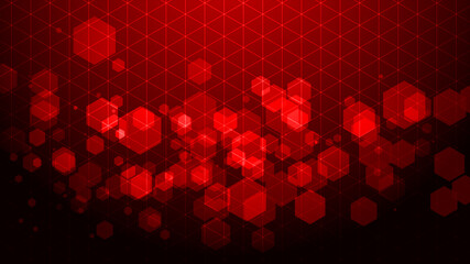 赤色の幾何学六角形抽象デジタル背景