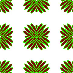 Fototapeta premium Geometric vector pattern with green and red colors. Seamless abstract ornament for wallpapers and backgrounds.