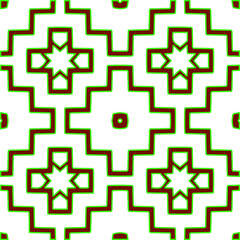 Obraz premium Geometric vector pattern with green and red colors. Seamless abstract ornament for wallpapers and backgrounds.