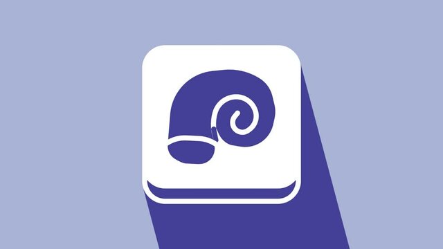 White Octopus on a plate icon isolated on purple background. 4K Video motion graphic animation