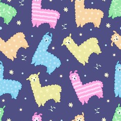 Cute colouring lamas seamless pattern for baby