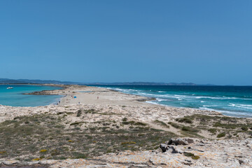 Ses Illetes beach in Formentera, Balearic Islands in Spain.