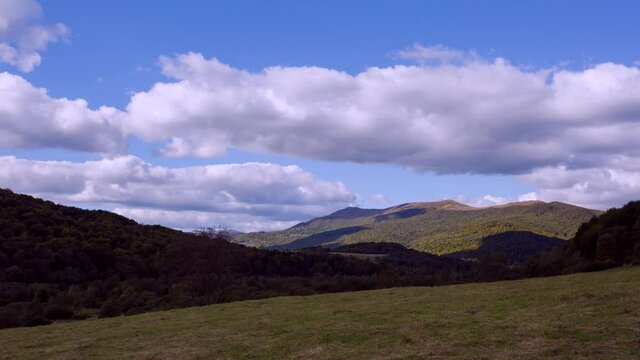 4k time lapse with autumnal Bieszczady mountains landscape.