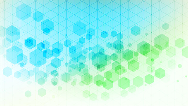 青色と緑の幾何学六角形抽象デジタル背景
