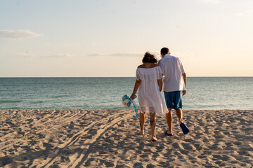 Middle age couple at Florida beach wedding