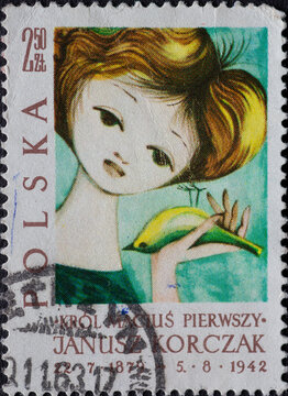 POLAND-CIRCA 1962 : A post stamp printed in Poland showing a portrait of a child on the occasion: The 20th Anniversary of the Death of Janusz Korczak
