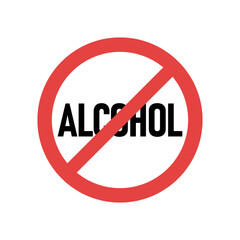 No alcohol sign isolated on white background. Vector illustration.