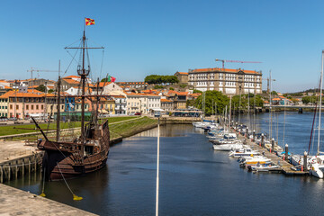 Historic ship docked in Vila do Conde, Porto district, Portugal - obrazy, fototapety, plakaty