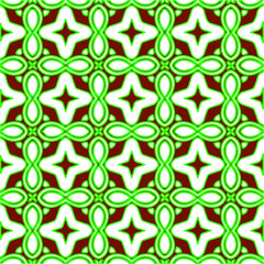 Geometric vector pattern with green and red colors. Seamless abstract ornament for wallpapers and backgrounds.