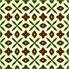 Geometric vector pattern with green and red colors. Seamless abstract ornament for wallpapers and backgrounds.