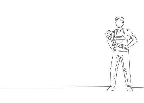 line art mechanic holding tools clip art preview