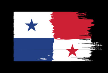 Panama flag with brush paint textured on black  background,Symbols of Panama , template for banner,card,advertising ,promote, TV commercial, ads, web design, magazine, news paper, report vector