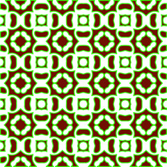 Geometric vector pattern with green and red colors. Seamless abstract ornament for wallpapers and backgrounds.