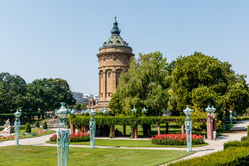 Water tower Mannheim, Baden-Württemberg, Germany, Europe - obrazy, fototapety, plakaty