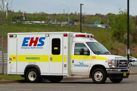 Truro, Canada - May 26, 2021: Emergency Health Services Paramedic Ambulance. EHS Provides Emergency And Primary Health Care Outside Of Hospitals. 