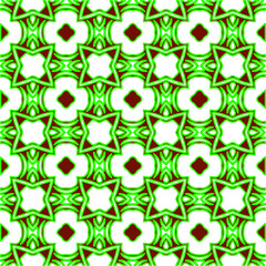  Geometric vector pattern with green and red colors. Seamless abstract ornament for wallpapers and backgrounds.