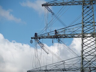 Works at a high voltage line