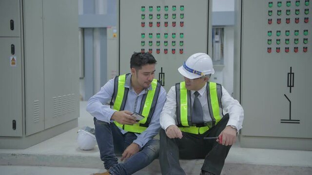 Engineer concept of 4k Resolution. Business people discuss work and office breaks.