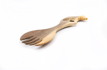 wooden utensil for kitchen isolated on white background