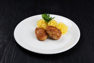 Chicken meat cutlet with mashed potatoes
