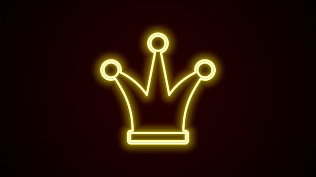 Glowing neon line Joker playing card icon isolated on black background. Jester hat with bells. Casino gambling. 4K Video motion graphic animation