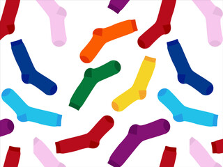 Multi-colored socks on a white background, pattern
