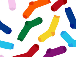 Multi-colored socks on a white background, pattern