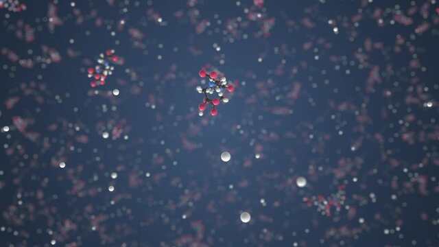Molecule of Sodium calcium edetate. Molecular model, looping seamless 3d animation