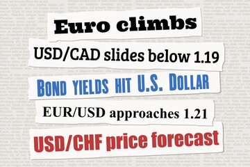 Forex investment - currency financial news. Vector illustration.