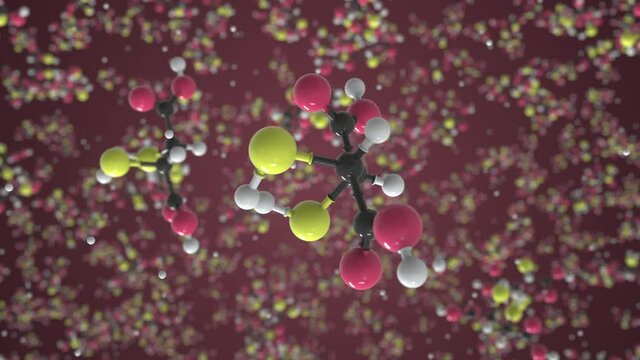 Generic succimer molecule. Molecular model. Looping seamless 3d animation