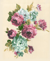 Flowers watercolor illustration.Manual composition.Big Set watercolor elements，Design for textile, wallpapers，Element for design,Greeting card