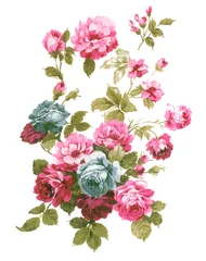 Gardinen Vintage Blumen Flowers watercolor illustration.Manual composition.Big Set watercolor elements，Design for textile, wallpapers，Element for design,Greeting card  © TAOZHU GONG