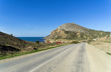 Road in arid areas. Crimea.
