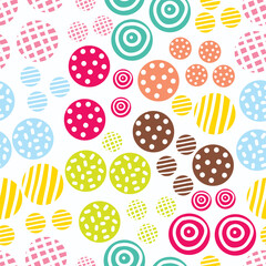 Fototapeta na wymiar Seamless pattern, polka dot fabric, wallpaper, vector. Cheerful polka dot vector seamless pattern. Can be used in textile industry, paper, background, scrapbooking.