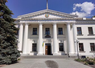 Fototapeta na wymiar Ochakiv: Military History Museum. Building facade view. Ukraine. Europe