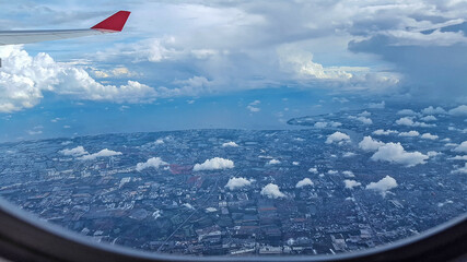 비행기에서 바라본 도시풍경