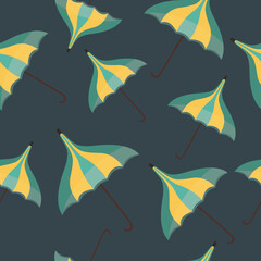 Fototapeta na wymiar Seamless pattern with a flying vintage umbrellas