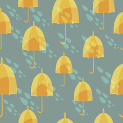 Seamless pattern with an umbrellas and rain