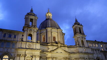 Fototapeta premium Sant'Agnese in Agone and Fiumi Fountain at Piazza Navona in Rome, Italy