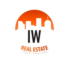 Initial Letter IW Real Estate Creative Logo Design Template. Real estate template logo - obrazy, fototapety, plakaty
