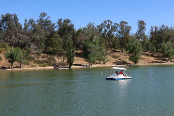 Fototapeta na wymiar Paddle-boats on a California Recreational Lake
