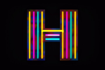 Neon style isolated letter H. Nice template for headline poster titles and website banners or headers. High definition 3D rendering.