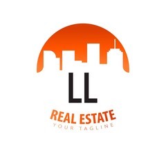 Fototapeta na wymiar Initial Letter LL Real Estate Creative Logo Design Template. Real estate template logo