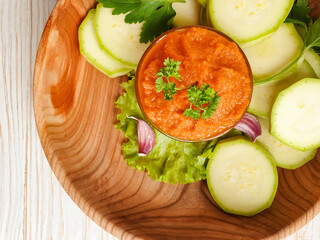 squash caviar on wooden background